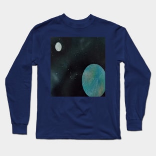 Earth and moon painting design Long Sleeve T-Shirt